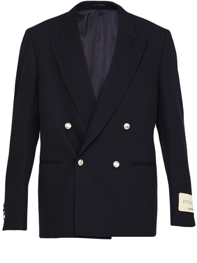 Shop Lardini Double-breasted Blue Jacket