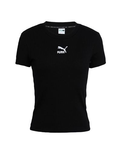Shop Puma 535689-01 Classics Ribbed Slim Tee Woman T-shirt Black Size L Cotton, Polyester, Elastane
