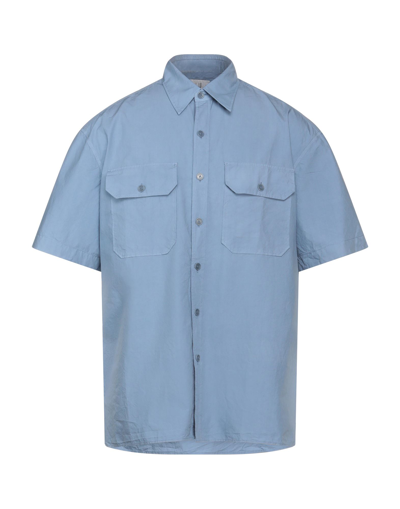 Shop Dunhill Man Shirt Pastel Blue Size S Cotton