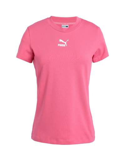 Shop Puma Classics Slim Tee Woman T-shirt Fuchsia Size Xs Cotton, Elastane In Pink