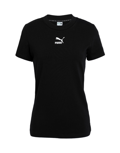 Shop Puma Classics Slim Tee Woman T-shirt Black Size Xs Cotton, Elastane