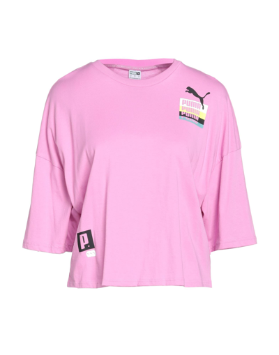 Shop Puma Brand Love Oversized Tee Woman T-shirt Pink Size M Cotton