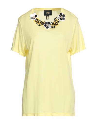 Shop Cavalli Class Woman T-shirt Yellow Size 8 Viscose