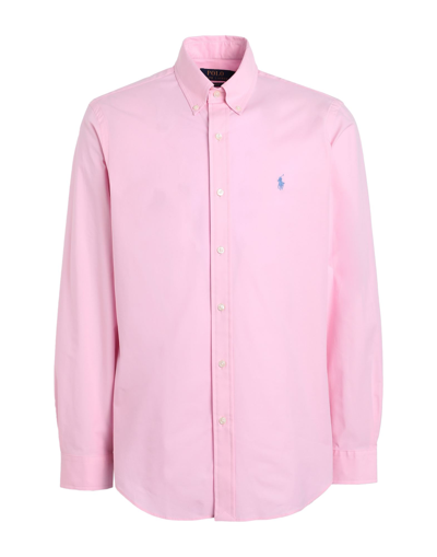 Shop Polo Ralph Lauren Custom Fit Stretch Poplin Shirt Man Shirt Pink Size Xl Cotton, Elastane