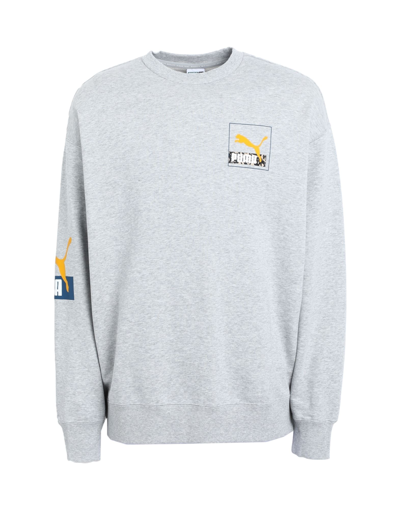 Shop Puma Brand Love Crew Tr Man Sweatshirt Light Grey Size Xxl Cotton