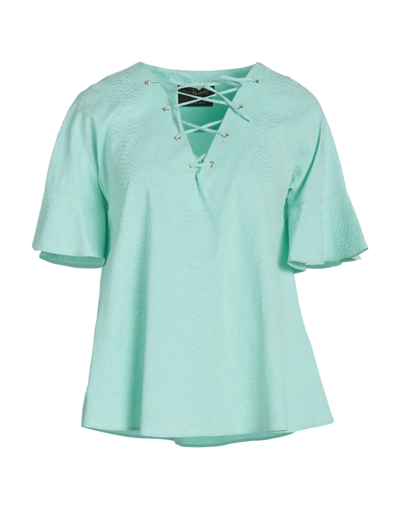 Shop Trussardi Woman Top Turquoise Size 8 Cupro, Viscose, Elastane In Blue