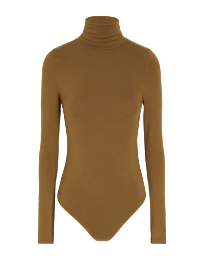 Shop 8 By Yoox Viscose L/sleeve Roll-neck Thong Bodysuit Woman T-shirt Military Green Size Xl Viscose, El