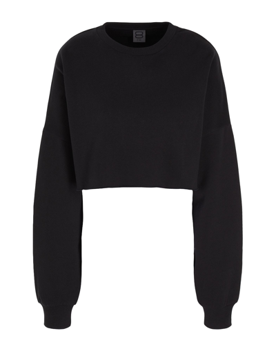 Shop 8 By Yoox Organic Cotton Crew-neck Cropped Raw Hem Sweatshirt Woman Sweatshirt Black Size Xl Organic