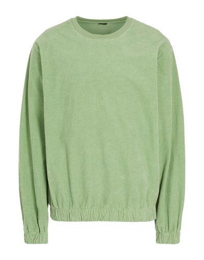 Shop 8 By Yoox Cotton Corduroy Relaxed Crew-neck Man Sweatshirt Light Green Size Xl Cotton, Elastane
