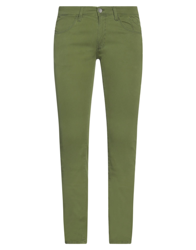 Shop Jeckerson Man Pants Military Green Size 30 Cotton, Elastane