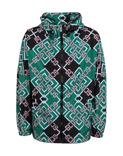 Gcds Monogram-pattern Zip-up Jacket In Green