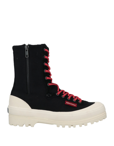 Shop Paura X Superga Woman Ankle Boots Black Size 7.5 Cotton, Soft Leather