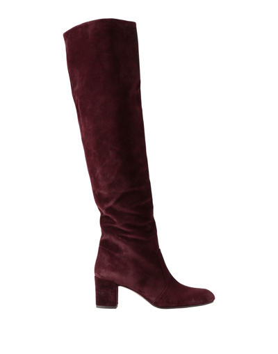 Shop Chie Mihara Woman Knee Boots Burgundy Size 10 Soft Leather In Red