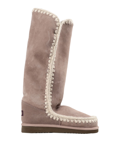 Mou Eskimo Tall Overstitching Boots In Dove Grey | ModeSens