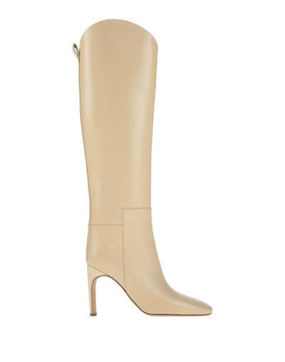 Shop Jil Sander Woman Knee Boots Beige Size 10 Soft Leather