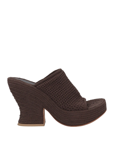 Shop Bottega Veneta Woman Sandals Cocoa Size 8 Textile Fibers In Brown