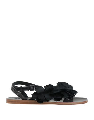Shop Brunello Cucinelli Woman Sandals Black Size 5 Soft Leather