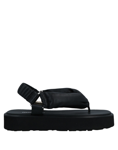 Shop Miu Miu Woman Thong Sandal Black Size 6 Soft Leather