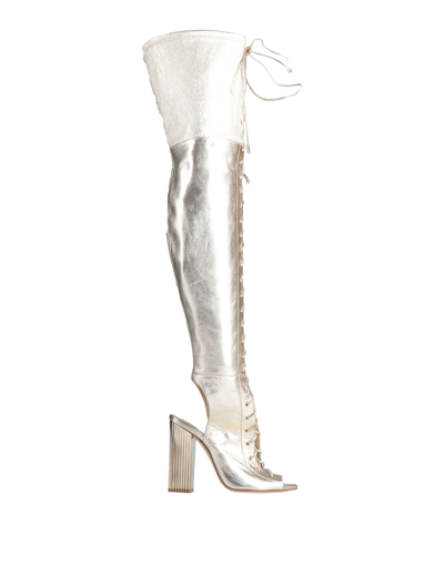 Shop Elisabetta Franchi Knee Boots In Platinum
