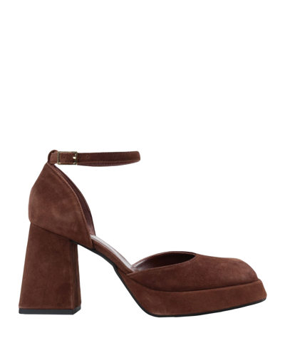 Shop Giampaolo Viozzi Woman Pumps Brown Size 10 Soft Leather