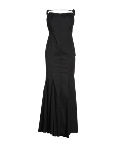 Shop Actualee Woman Long Dress Black Size 8 Cotton, Polyamide, Elastane