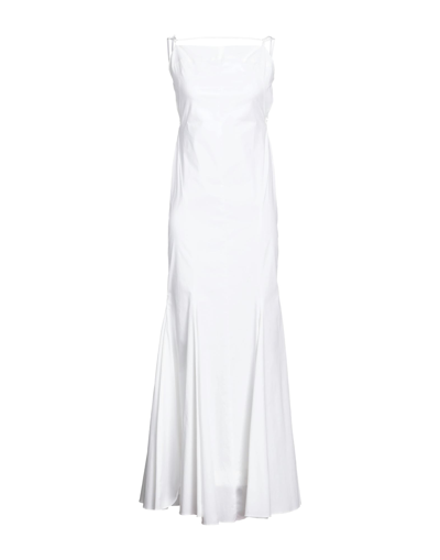 Shop Actualee Woman Long Dress White Size 6 Cotton, Polyamide, Elastane