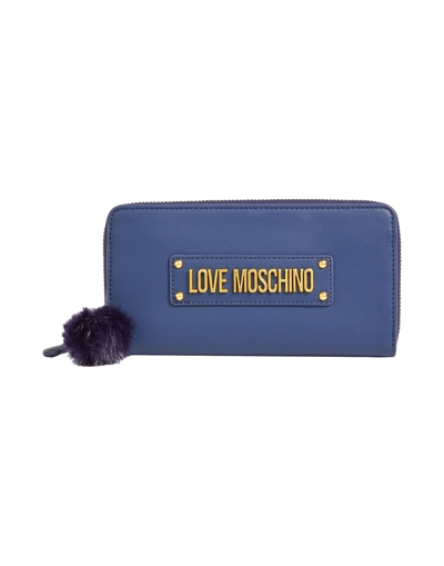 Shop Love Moschino Woman Wallet Midnight Blue Size - Polyurethane
