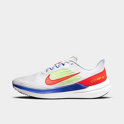 Shop Nike Men's Air Winflo 9 Running Shoes In White/racer Blue/volt/bright Crimson