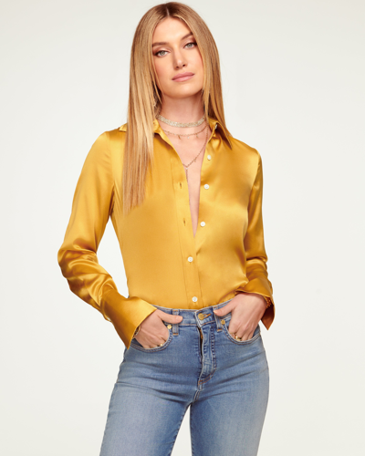 Shop Ramy Brook Victoria Button Down Blouse In Honey