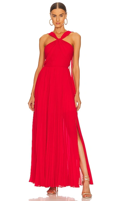 Shop Amur Peri Pleated Gown In Red