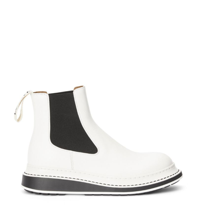 Shop Loewe Leather Chelsea Boots In White