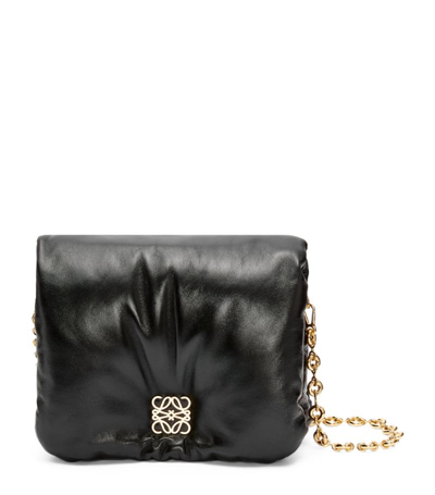 Shop Loewe Goya Anagram Puffer Chain Shoulder Bag In Black