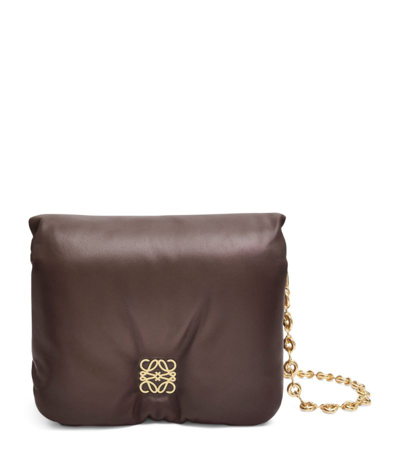 Shop Loewe Goya Anagram Puffer Chain Shoulder Bag In Brown