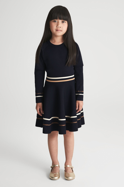 Shop Reiss Edith - Navy Junior Knitted Dress, Age 6-7 Years