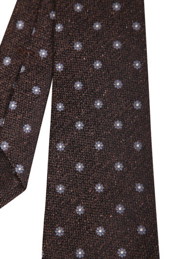 Shop Kiton Wool Blend Tie With Flowers In Brown