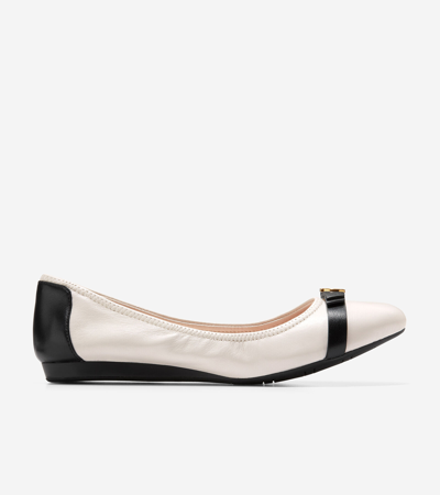 Shop Cole Haan Women's Tova Bow Ballet Shoes - White Size 6 In Ivory-black