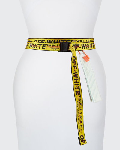 Shop Off-white Mini Industrial Web Logo Belt In Yellow / Black