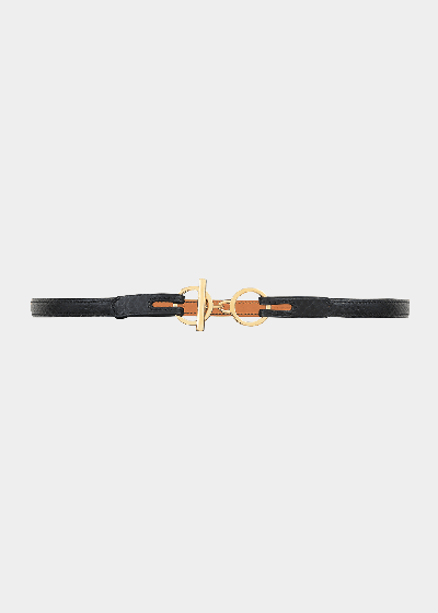 Shop Vaincourt Paris L'attachante Small Leather Belt In Black