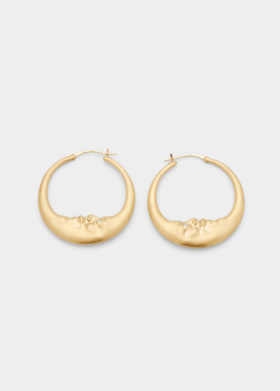 Shop Anthony Lent 40mm Crescent Moon Hoop Earrings In 18k Gold