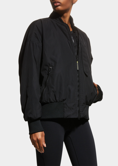 Shop Adidas By Stella Mccartney Sportswear Woven Bomber Jacket In Black Shock Yello