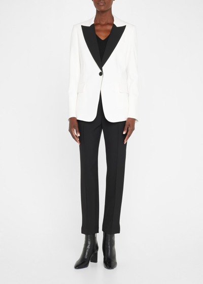 Shop Veronica Beard Ashburn Peak Lapel Blazer In Off-white