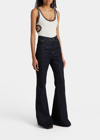 Shop Chloé Iconic Bell-bottom Denim Trousers In Iconic Navy