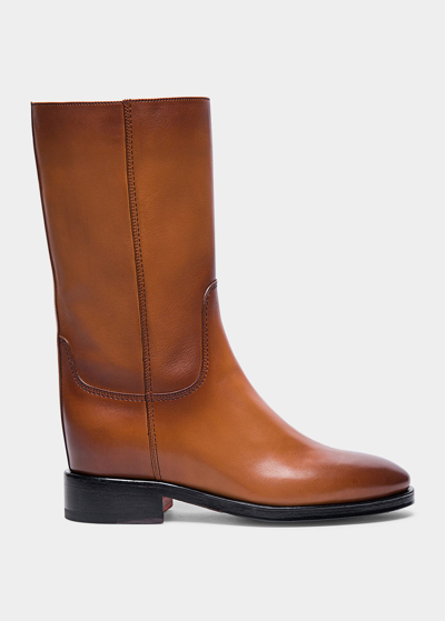 Shop Santoni Fleeces Calfskin Mid Boots In Brown