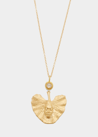 Shop Anthony Lent Shoko Leaf Pendant In 18k Gold With Rose-cut Diamond In Yg