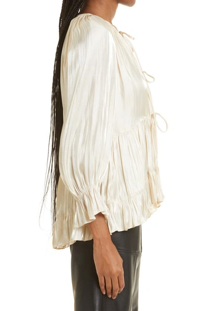 Shop Cinq À Sept Chrystie Crinkle Satin Top In Alabaster
