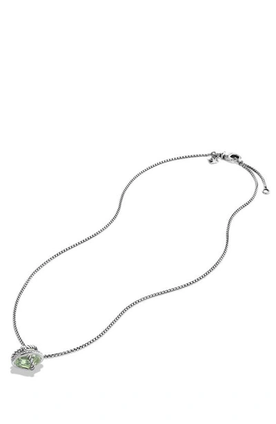 Shop David Yurman Cable Wrap Pendant Necklace With Diamonds In Prasiolite