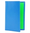Comme Des Garçons Super Flourescent Leather Card Holder In Blue