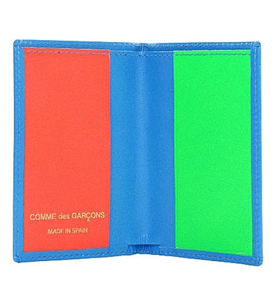 Shop Comme Des Garçons Colour Block Leather Card Holder In Blue