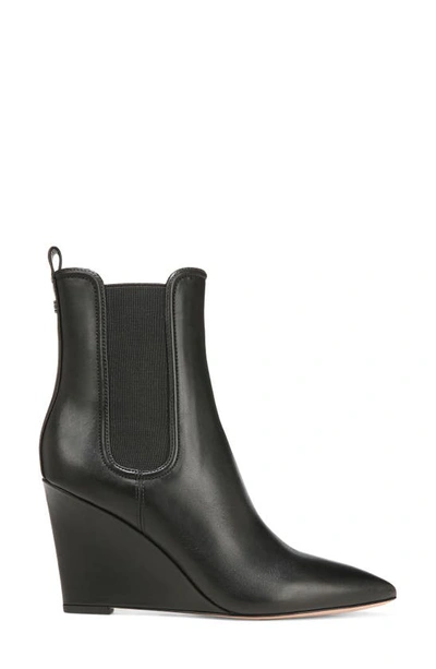 Shop Veronica Beard Iluska Pointed Toe Wedge Bootie In Black Leather