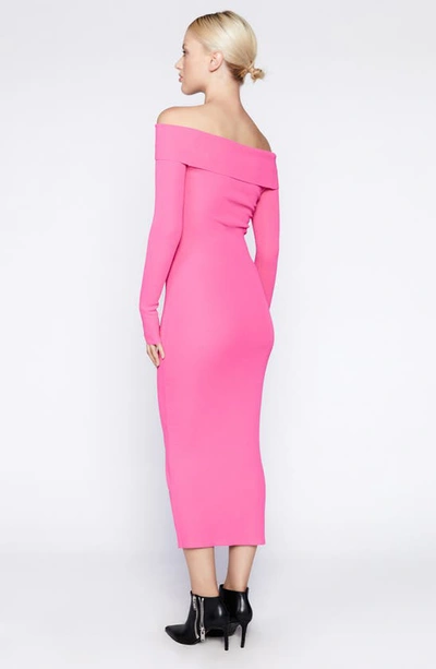 Shop Bardot Off The Shoulder Long Sleeve Midi Dress In Petal Pink